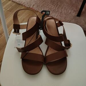 Time and Tru Brown Strappy Women's Sandals